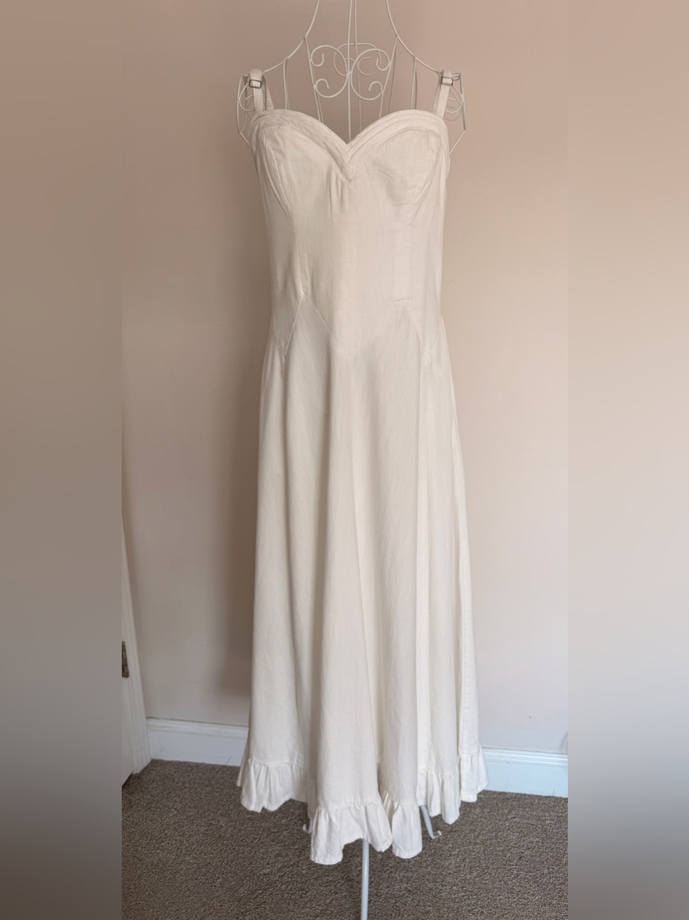 Free People White Spaghetti-Strap Maxi Dress with Sweetheart Bodice - Picture 6 of 13